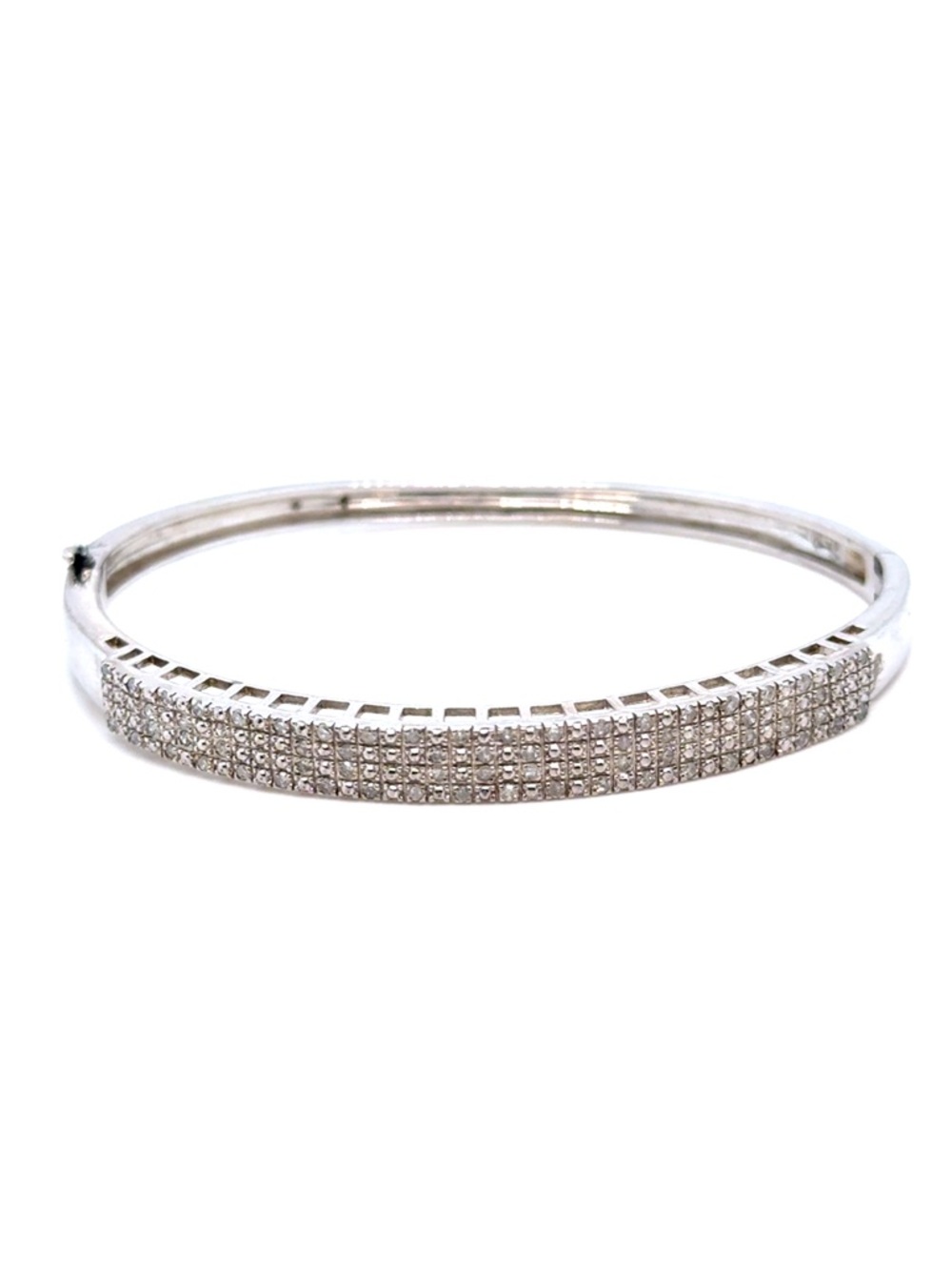 Classic Pavé Diamonds Bangle Bracelet - Sterling Silver 925‎